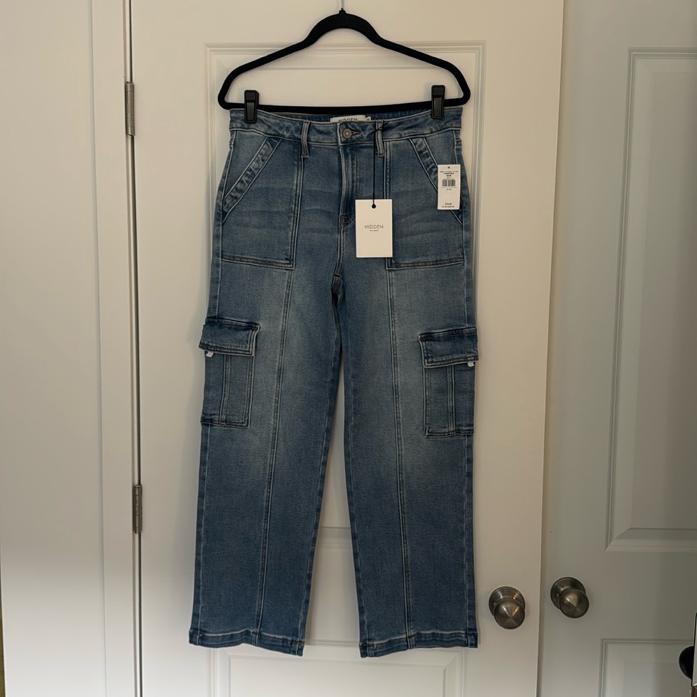 NWT Hidden Denim Tracey High Rise Straight Cargo Jeans